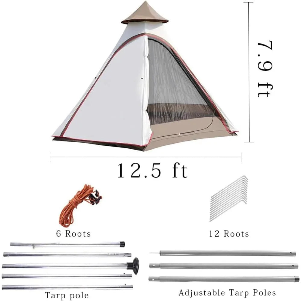 12'x10'x8'Dome Camping Tent 5-6 Person 4 Season Double Layers Waterproof Anti-UV Windproof Tent