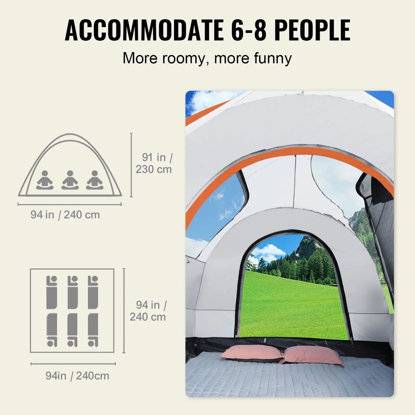 VEVOR SUV Camping Tent 8'-8' SUV Tent Attachment for Camping with Rain Layer and Carry Bag PU2000mm Double Layer Truck Tent