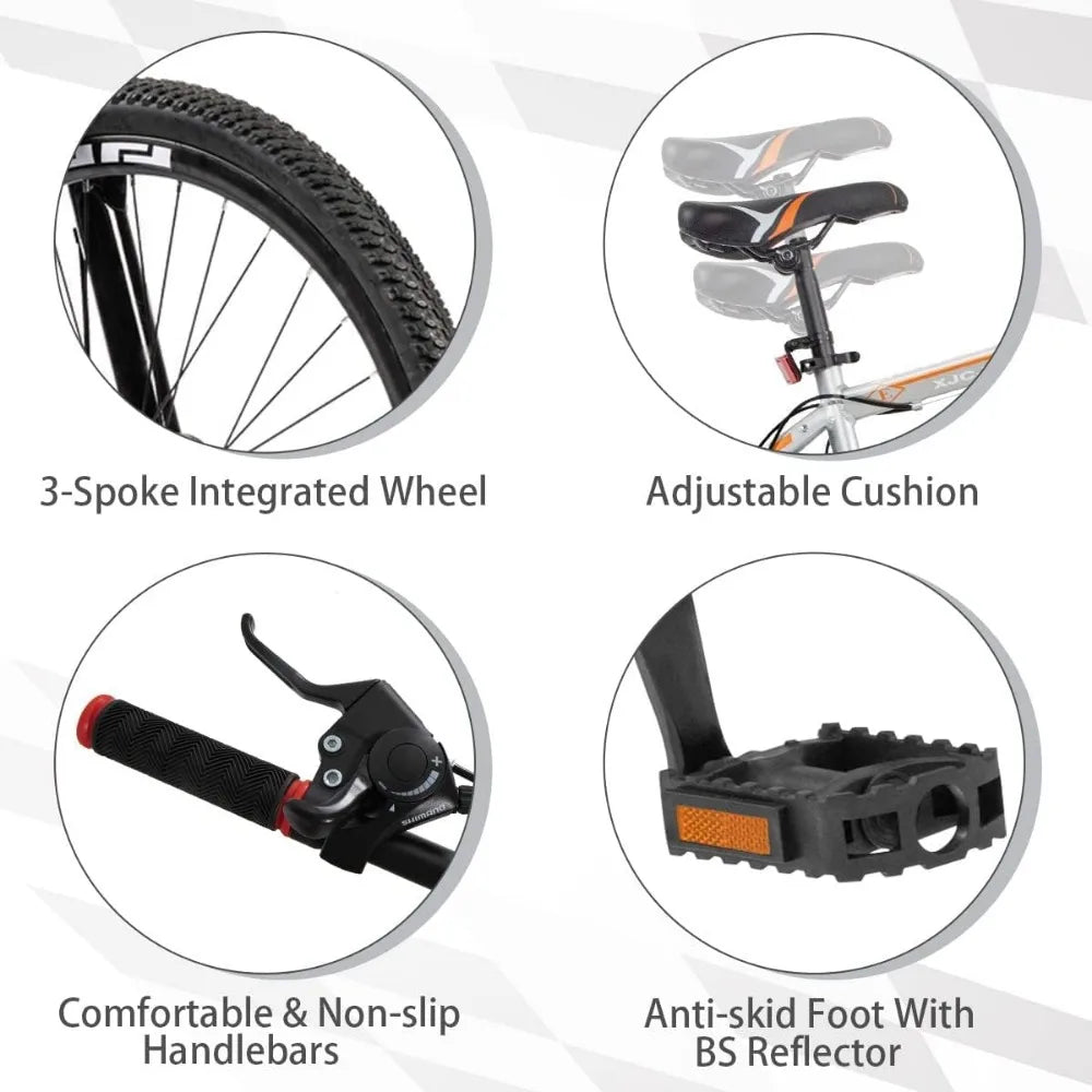 26 inch Fat/Normal Tire Mountain Bike,Dual Front Suspension, Double Disc Brake and Anti-Slip Bicycle