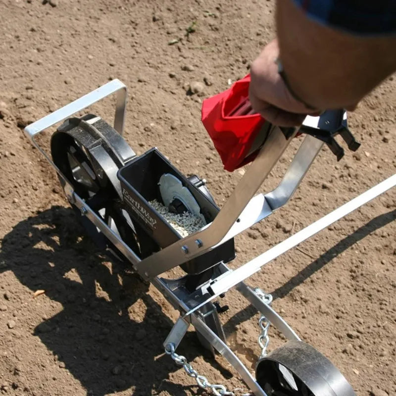 Garden Seeder Tool with Interchangeable 7 Seeding Trays and Row Markers; Grows Corn, Vegetables