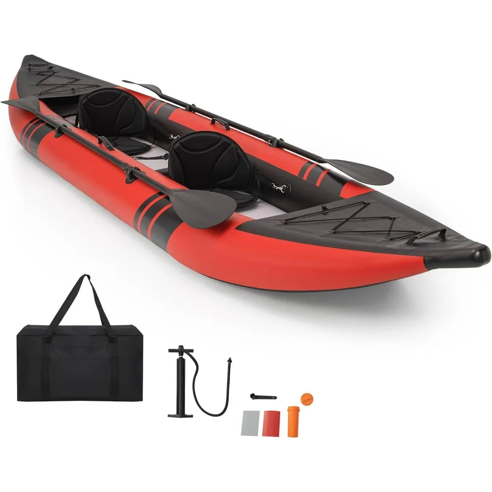 12.5Ft 507lbs Tandem Kayak with 2 Aluminum Paddles,  Inflatable Kayak, Hand Pump