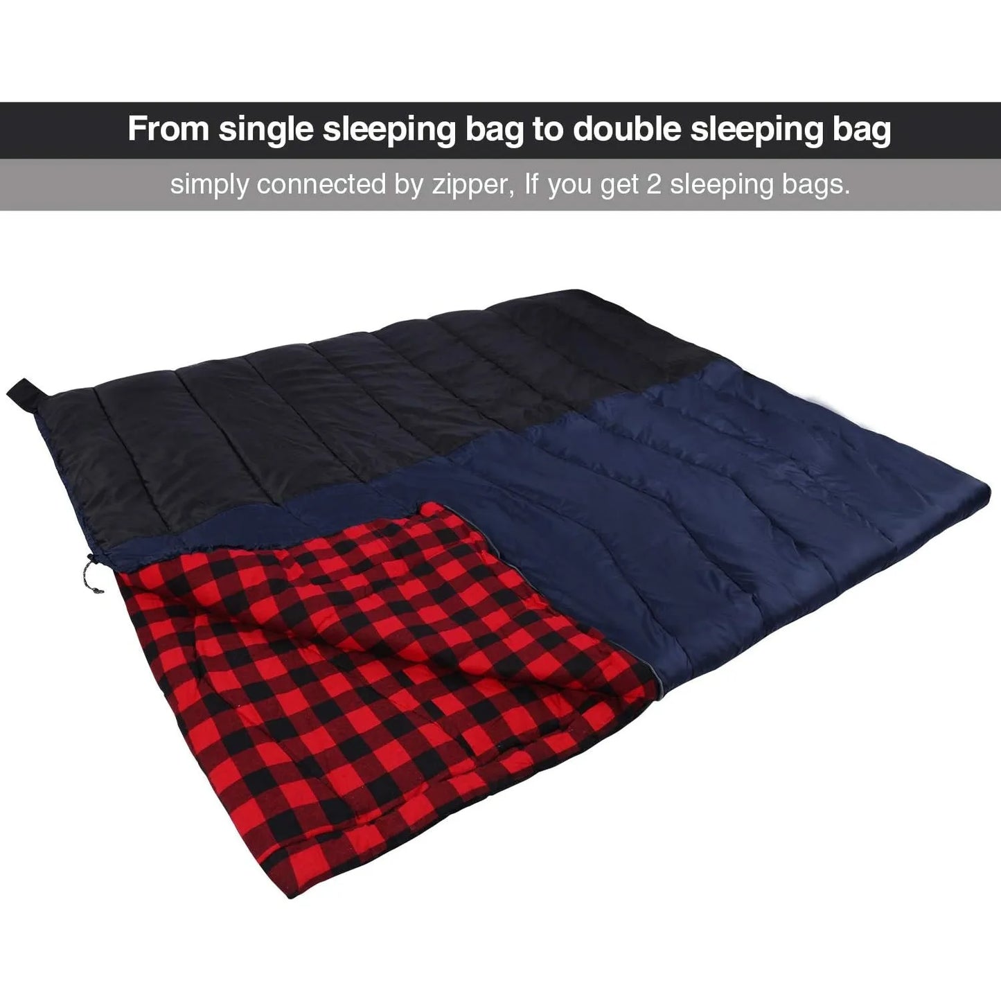 REDCAMP Cotton Flannel Sleeping Bag for Camping Backpacking, Adults Cold Weather Envelope