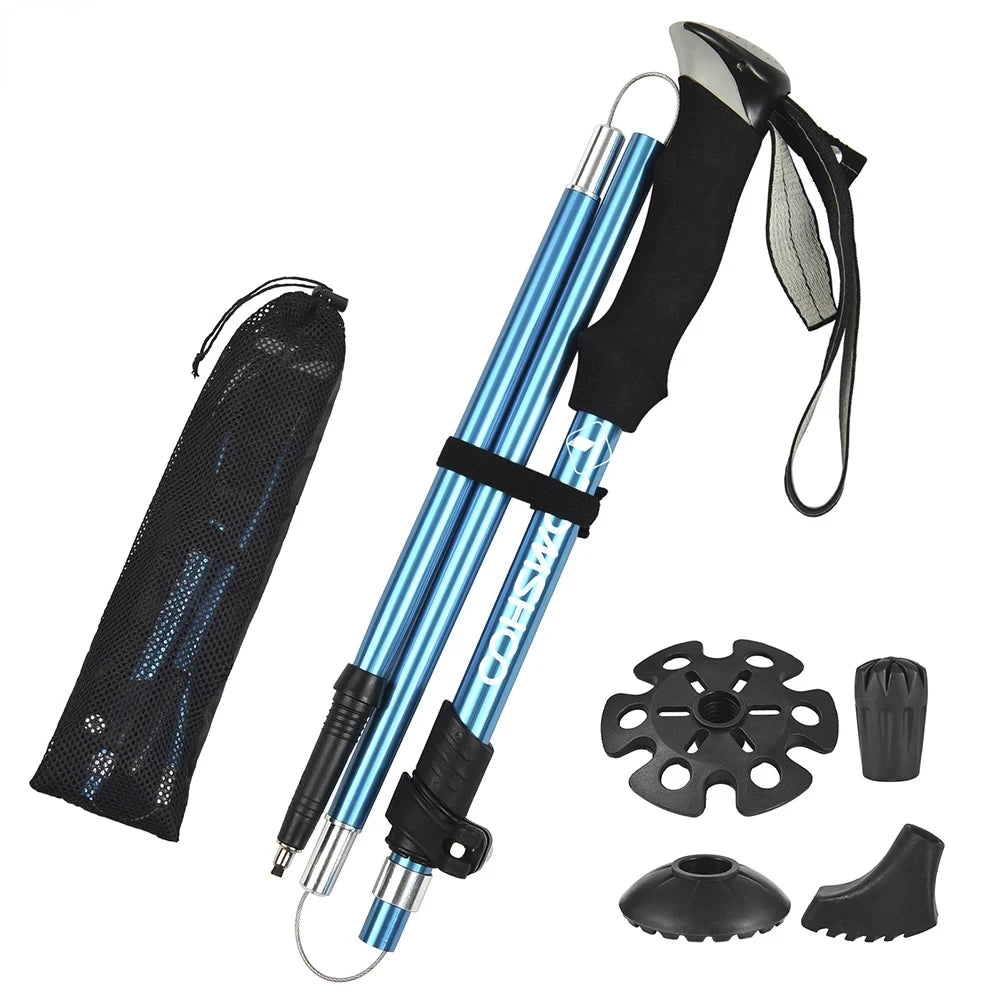 Ultralight Collapsible Climbing Stick Trekking Pole for Hiking, Camping, and Mountaineering - 5-fold Walking Stick