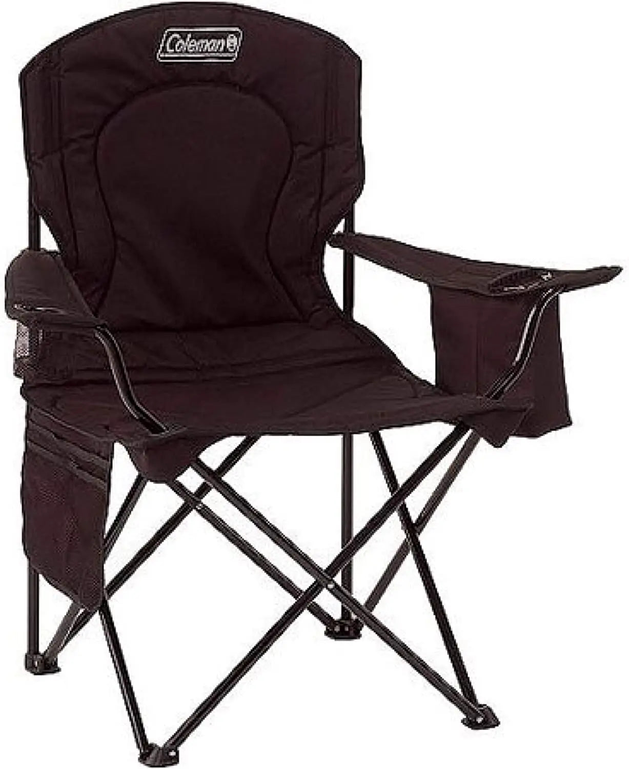 Coleman Portable Camping Chair with 4-Can Cooler, Fully Cushioned Seat and Back W/ Side Pocket and Cup Holder,Carry Bag Included