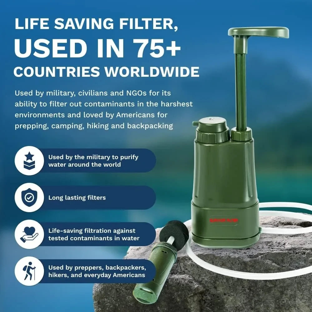 Hand Pump Camping Water Filtration System Survival - Water Purifier, portable water purifier.