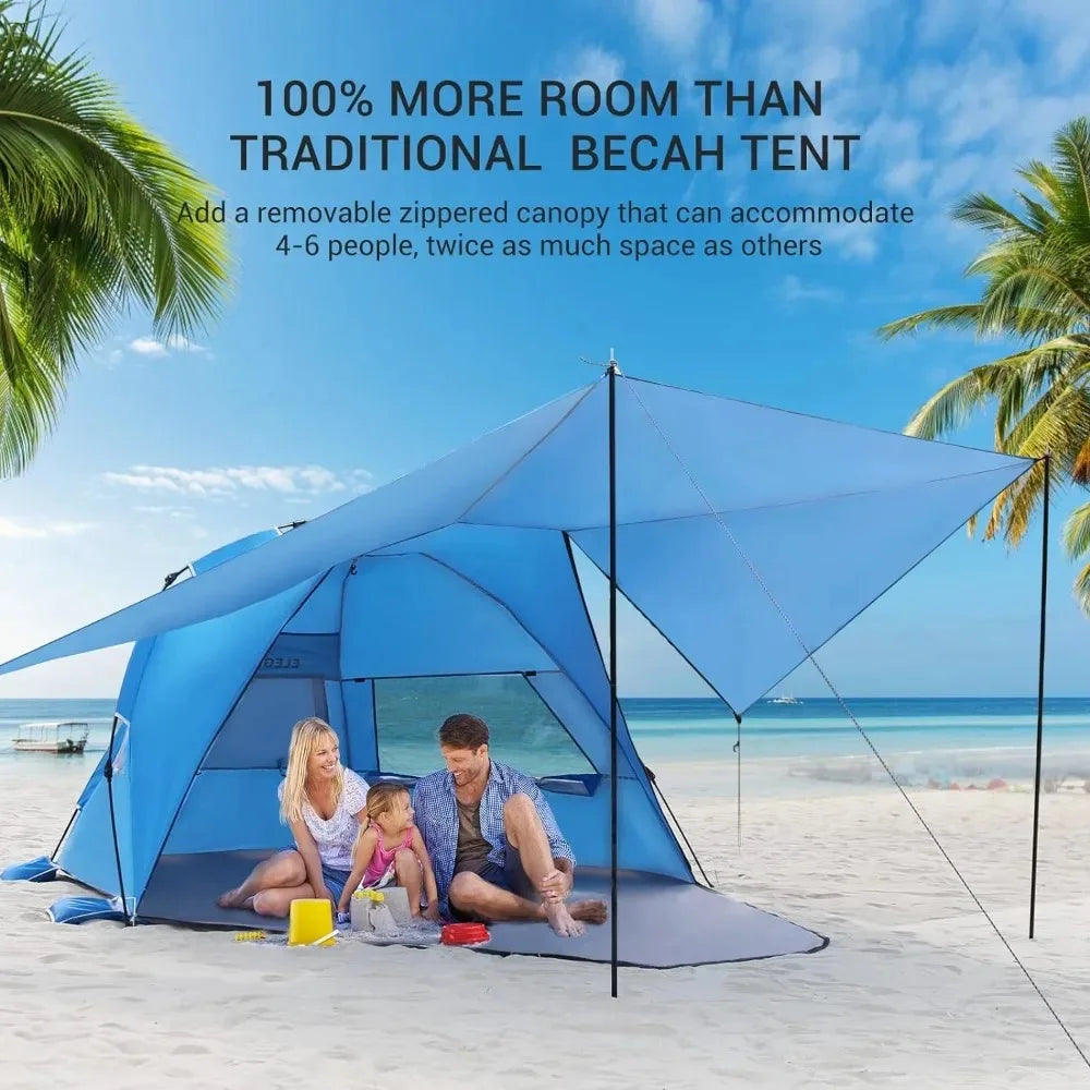 Beach Tent with 360°Removable Canopy,Pop Up Sun Shade Shelter,Portable Lightweight Beach Camping Canopy Tent.