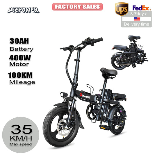 14" Folding Electric Bike, 500W Max Motor, 22MPH Ebike, Triple Shock Absorber, 48V 374Wh Battery Up to 45 Miles, Brake Taillight