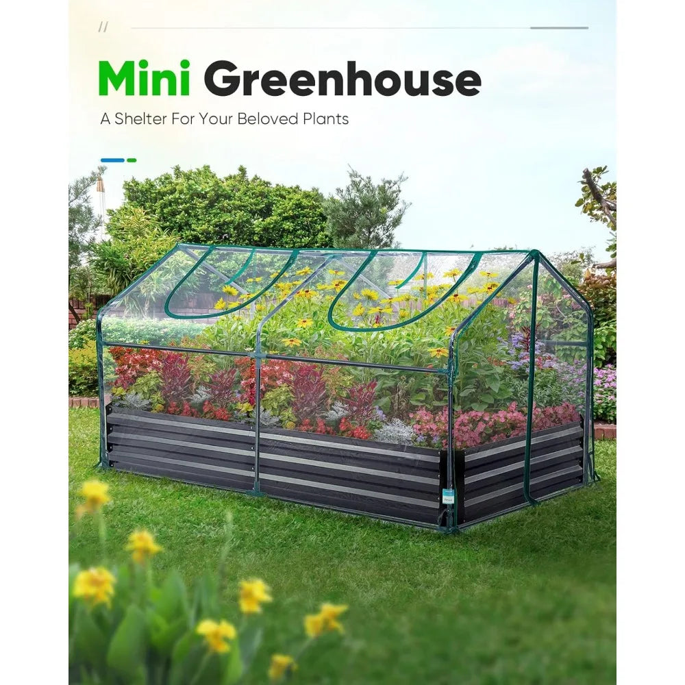 Portable Mini Cloche Greenhouse w/ Elevated Bottom, Reinforced Waterproof UV-Resistant  71" x 36" x 36"