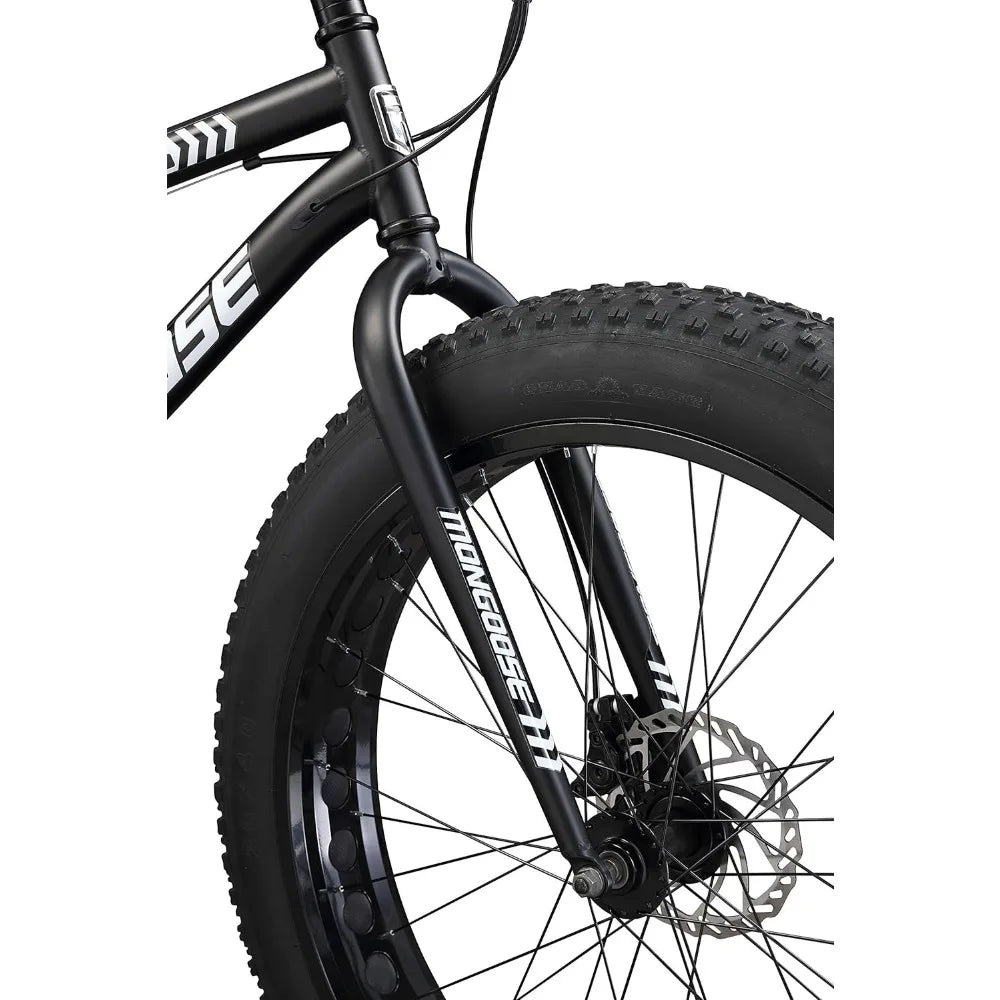 Mens and Women Fat Tire Mountain Bike, 26-Inch Bicycle Wheels, 4-Inch Wide Knobby Tires, Steel Frame, 7 Speed Drivetrain