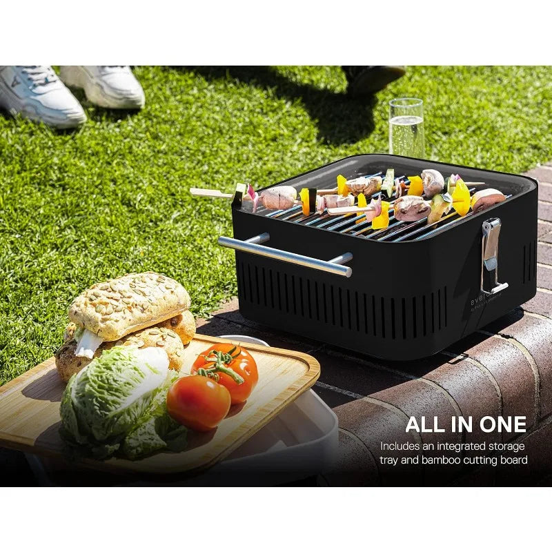 Everdure CUBE Portable Charcoal Grill, Tabletop BBQ, Perfect Tailgate, Beach, Patio, or Camping Grill