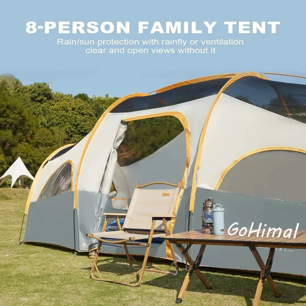 8 Person Tent for Camping, Divided Curtain Design for Privacy Space