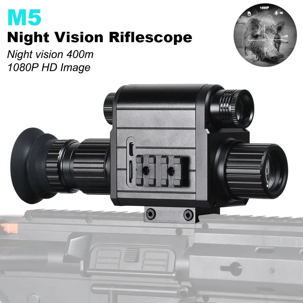 M5 Digital Riflescope Night Vision Scope Sight Infrared Monocular 1080P Video Photo Recording All in 1 for Hunting Surveillance