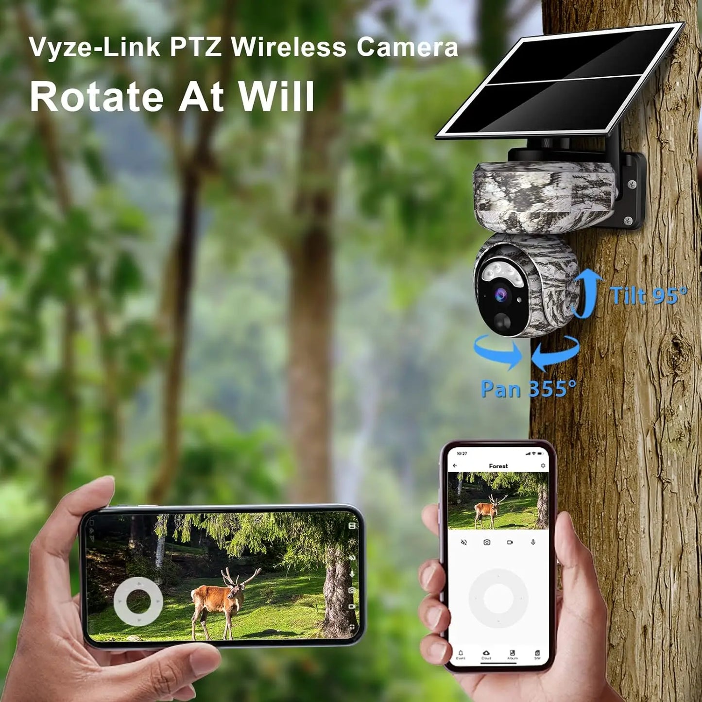 Cellular Trail Camera with Night Vision Motion Activated Waterproof, 4G Solar Game Cameras, Wildlife Deer Camera