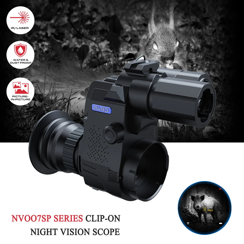 PARD NV007SP-LRF Clip On Night Vision Scope Attachment Monocular Digital Optics 350m IR For Hunting Camera