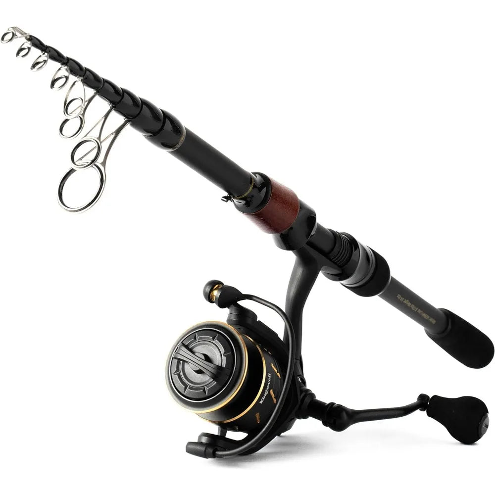 Telescopic Fishing Rod and Reel Combo, Premium Graphite Carbon Collapsible Fishing Pole with Spinning Reel