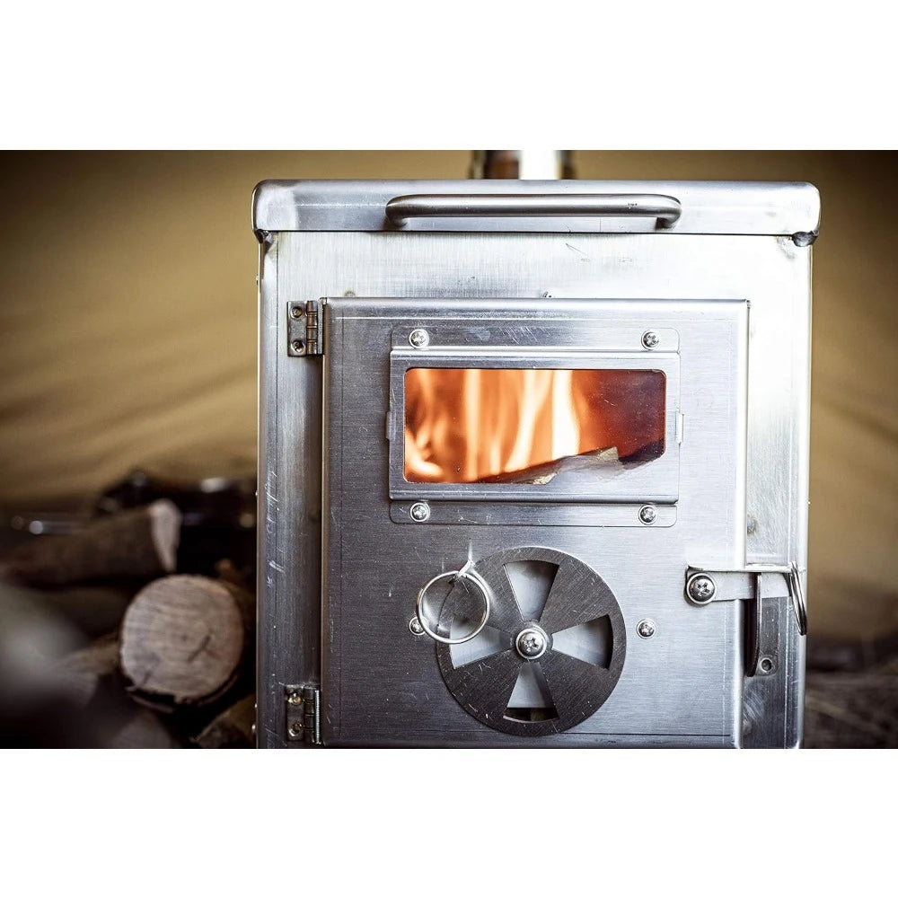 TIGER ROAR Tent Stove, Portable Wood Burning Stove for Winter Camping Hunting and Outdoor Cooking, Pipes Included.