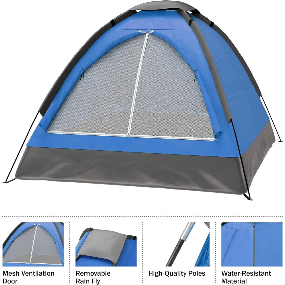 2-Person Dome Tent – Easy Set Up Shelter with Rain Fly and Carry Bag for Camping, Beach, Backpacking