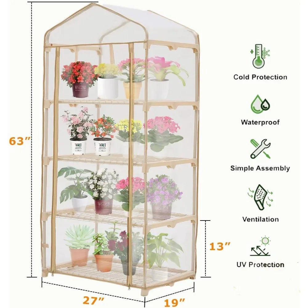 Mini Greenhouse 27.2" ×19.9" ×61.8" Portable Greenhouse  Dimmable Plant Light for Indoor Plant with Timer