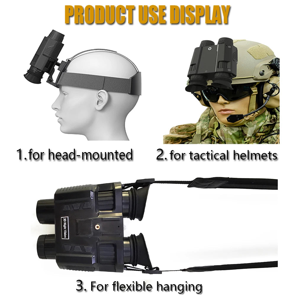 3D Tactical Helmet Digital IR Night Vision Goggle Binoculars Outdoor Hunting