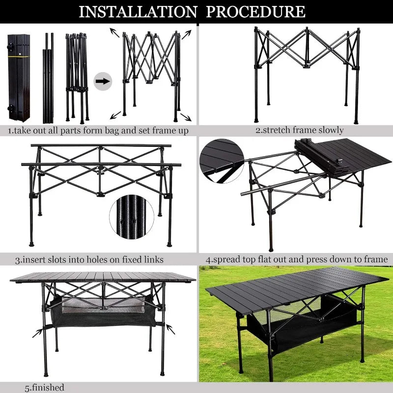 TOP Aluminum Camping Table,Easy Carry Folding Table with Storage Bag