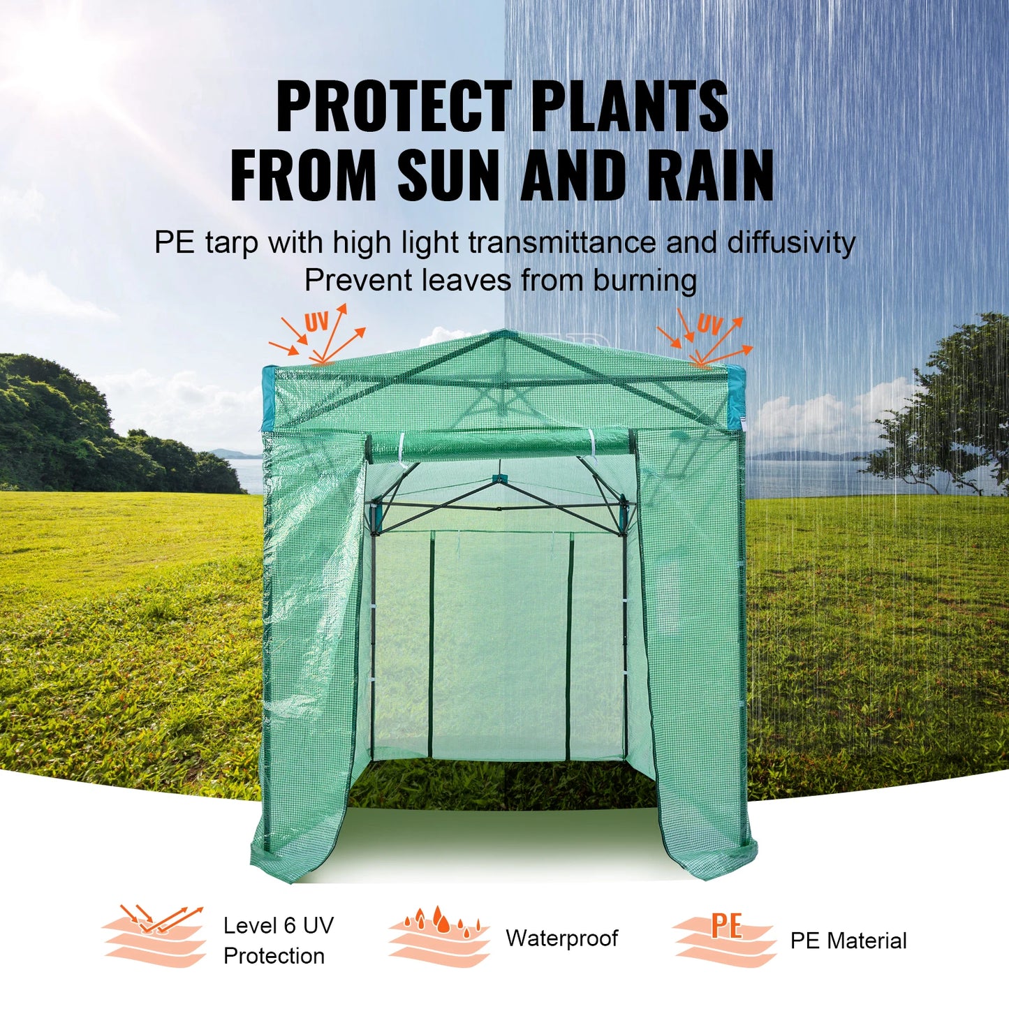 VEVOR Pop Up Greenhouse Outdoor Simplicity Pop-up Green House High Strength PE Cover for Garden