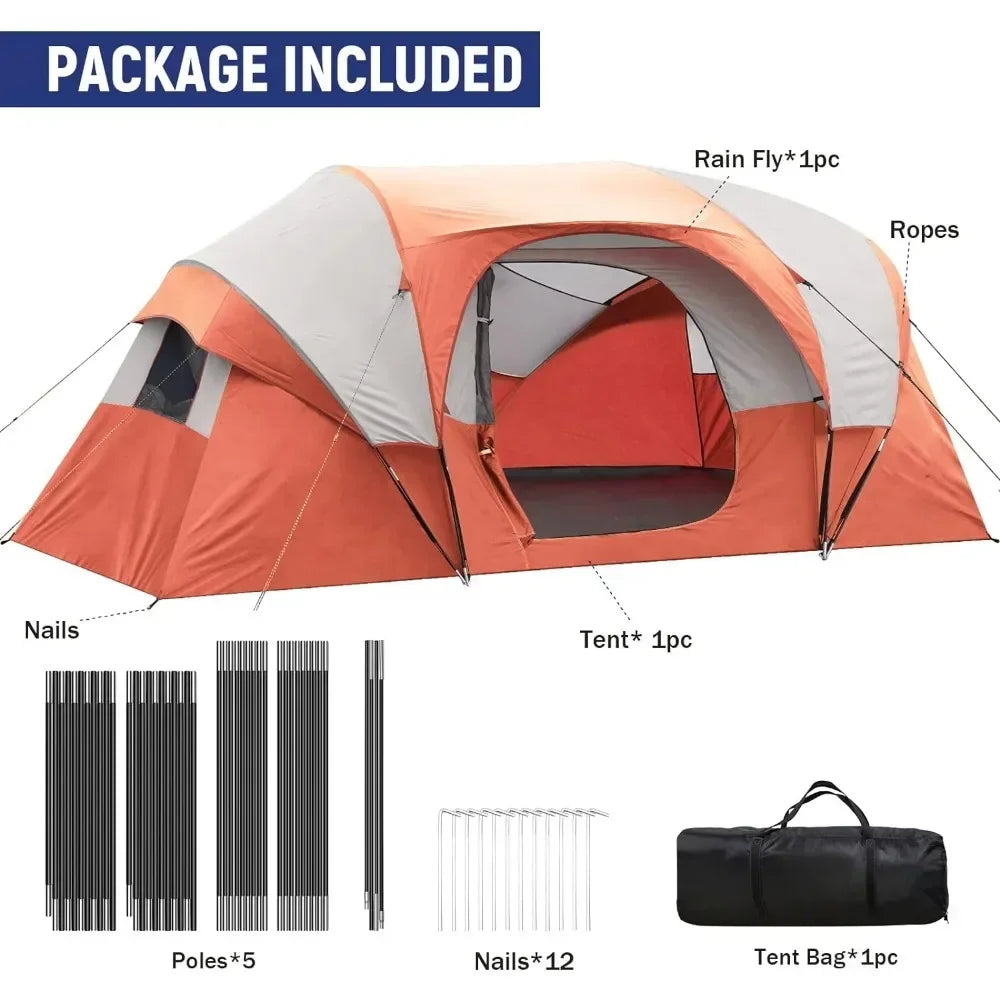 Camping Tent - Portable Easy Set Up Family Tent for Camp, Windproof Fabric Dome Tent Outdoor for Hiking, Backpacking