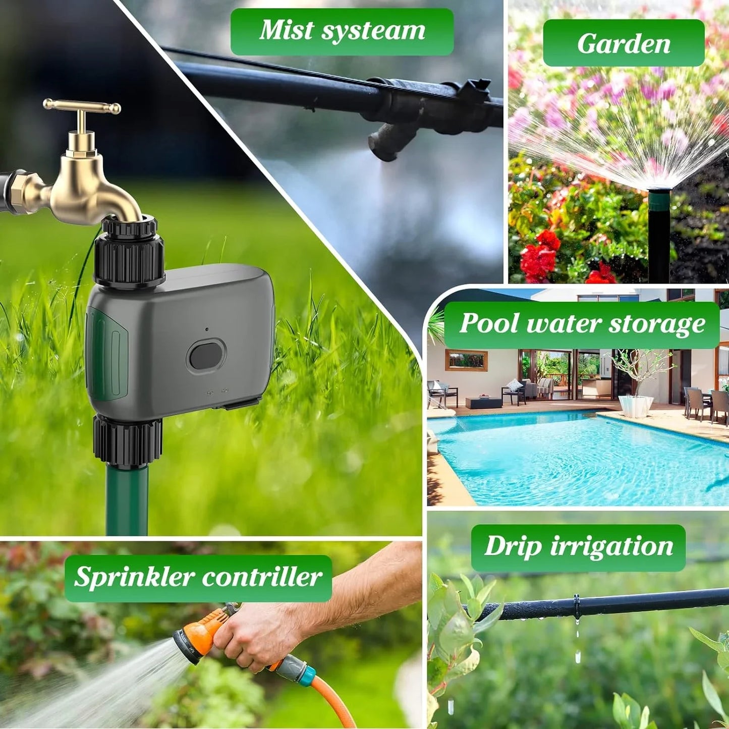 Sprinkler WiFi Water Timer for Garden/Lawn,Irrigation Hose Timer with WiFi Hub Remote Control Irrigation System Modes/Rain