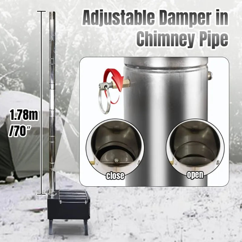 Fitinhot Camp Wood Stove, Tent Wood Burning Stoves Portable with Chimney Pipes