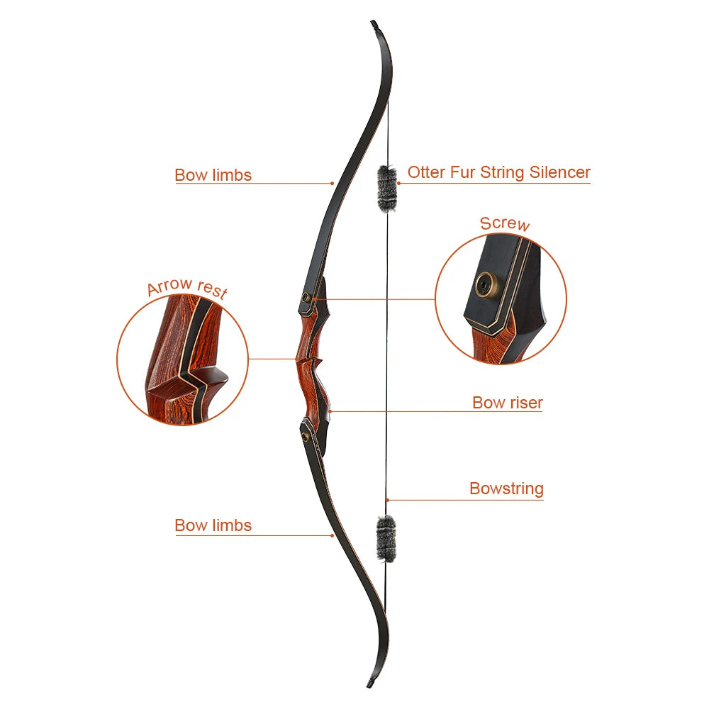 Toparchery Recurve Bow American Hunting Bow Take-down Bow Hunting for Right-handed Adult 30-50Ibs