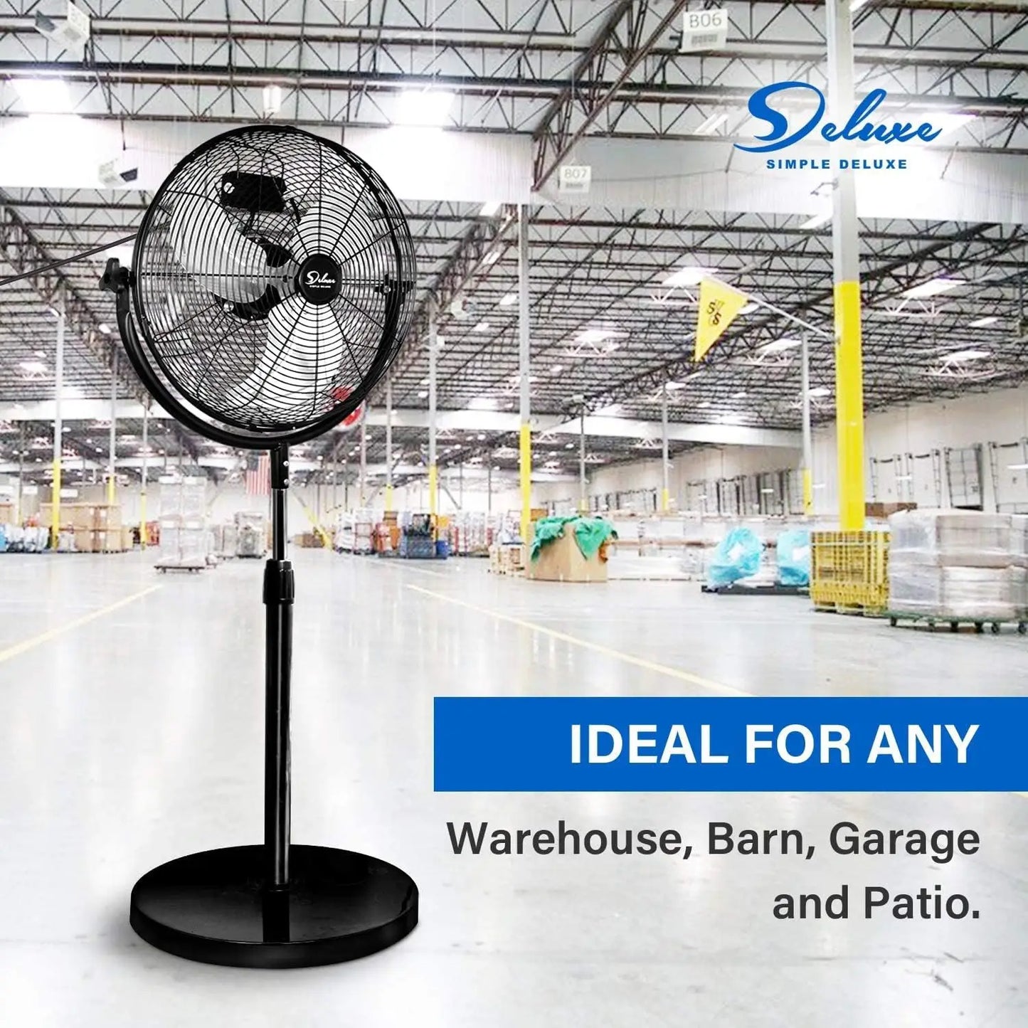 Simple Deluxe 20 Inch Pedestal Standing Fan, High Velocity, Heavy Duty Metal For Industrial, Greenhouse Use, Black, 2Pack