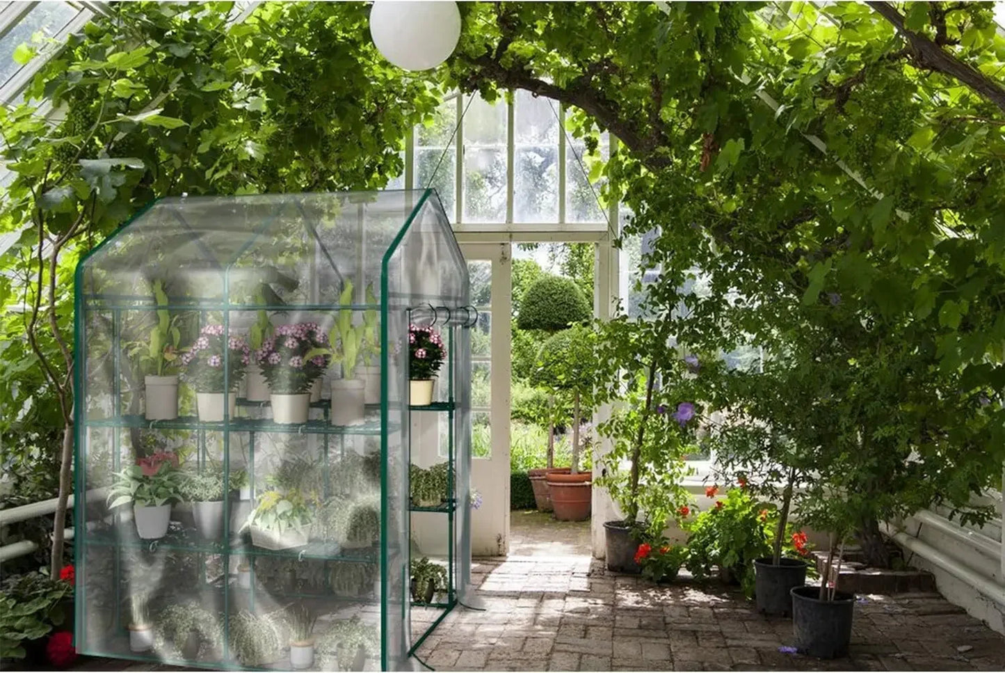 Greenhouse -  greenhouse with frame with 8 Sturdy Shelves and PVC Cover for Indoor or Outdoor Use - 56 x 56 x 76-Inch