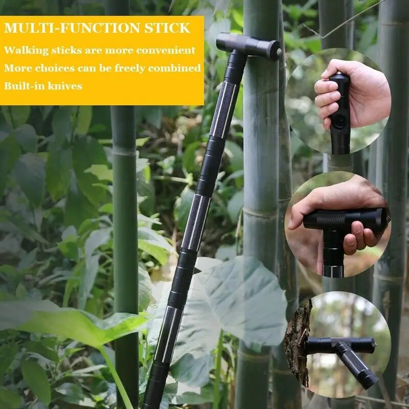 Tactical Trekking Poles Outdoor Camping Multi Tool Kit Walking Cane Hiking Stick Survival Hunting Self Defense Alpenstock