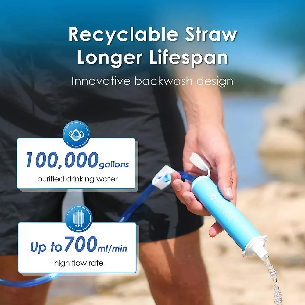 Gravity Water Filter Straw, Camping Water Filtration System, Water Purifier