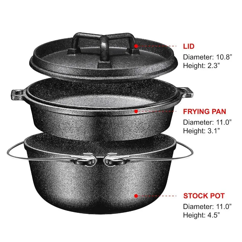 Bruntmor Camping Cooking Set Of 4.  Cast Iron Pots And Pans Cookware/Dutch Oven Sets With Lids For Outdoor