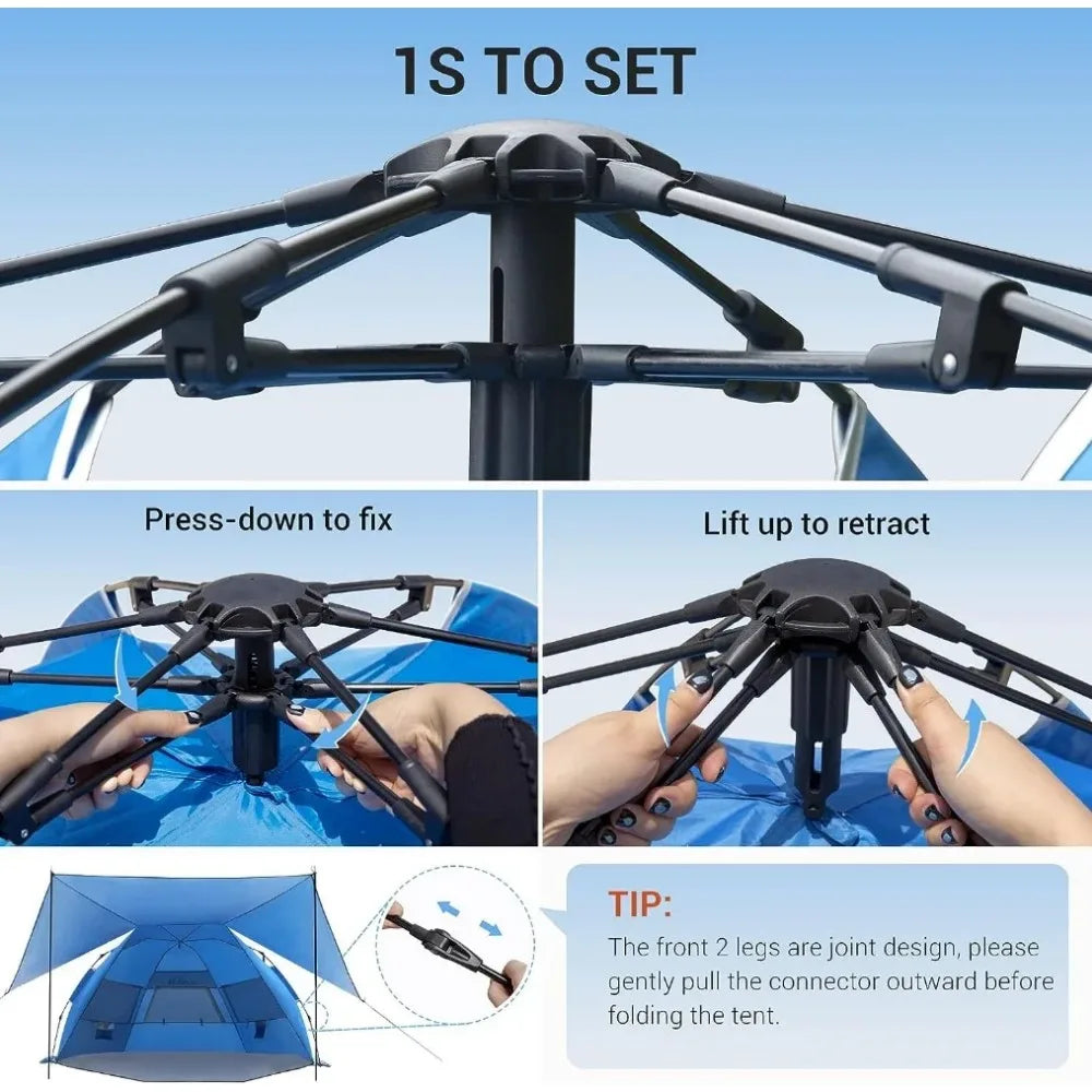 Beach Tent with 360°Removable Canopy,Pop Up Sun Shade Shelter,Portable Lightweight Beach Camping Canopy Tent.