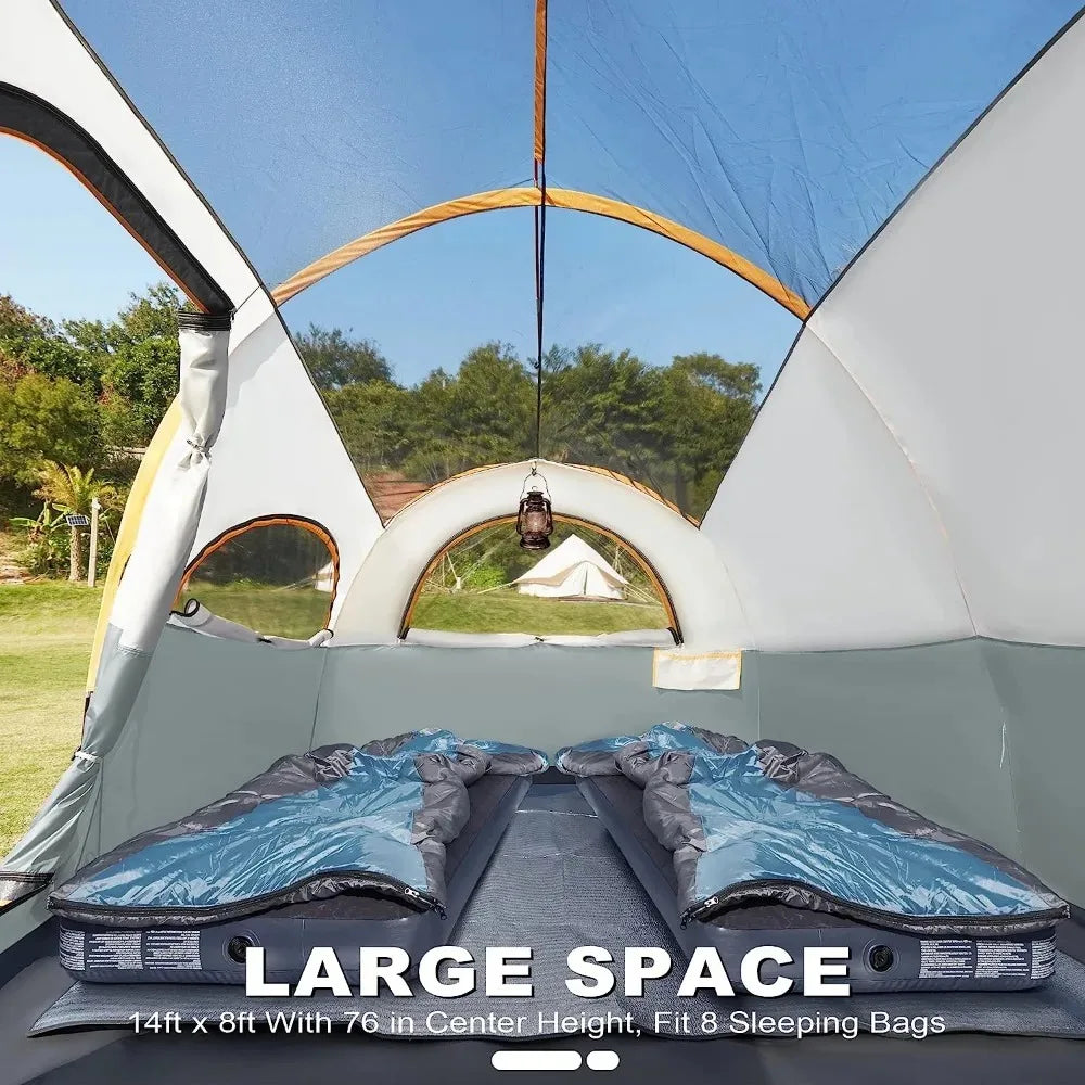 8 Person Tent for Camping, Divided Curtain Design for Privacy Space