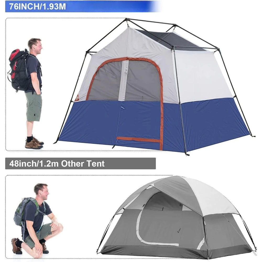 Camping Tent Portable Easy Set Up Family Tent for Camp, Windproof Fabric Cabin Tent Outdoor