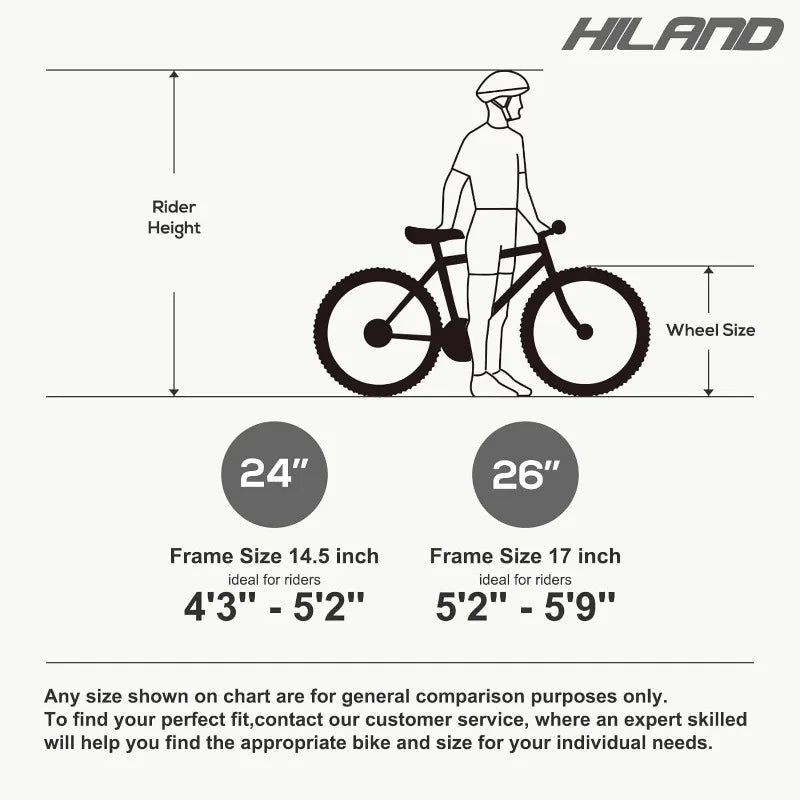 Hiland  26 inch Mountain Bike for Men Women, 21 Speeds High-Carbon Steel Frame, Sport Cycling MTB Bicycle for Adult