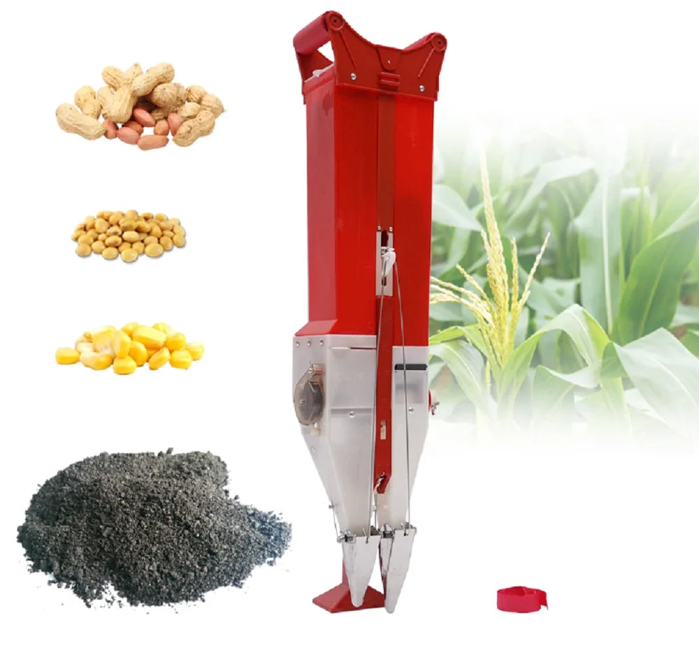 Manual Fertilizer Double Cylinder Spreader Machine Seed Drill Fertilizer Applicator Handheld Seeder