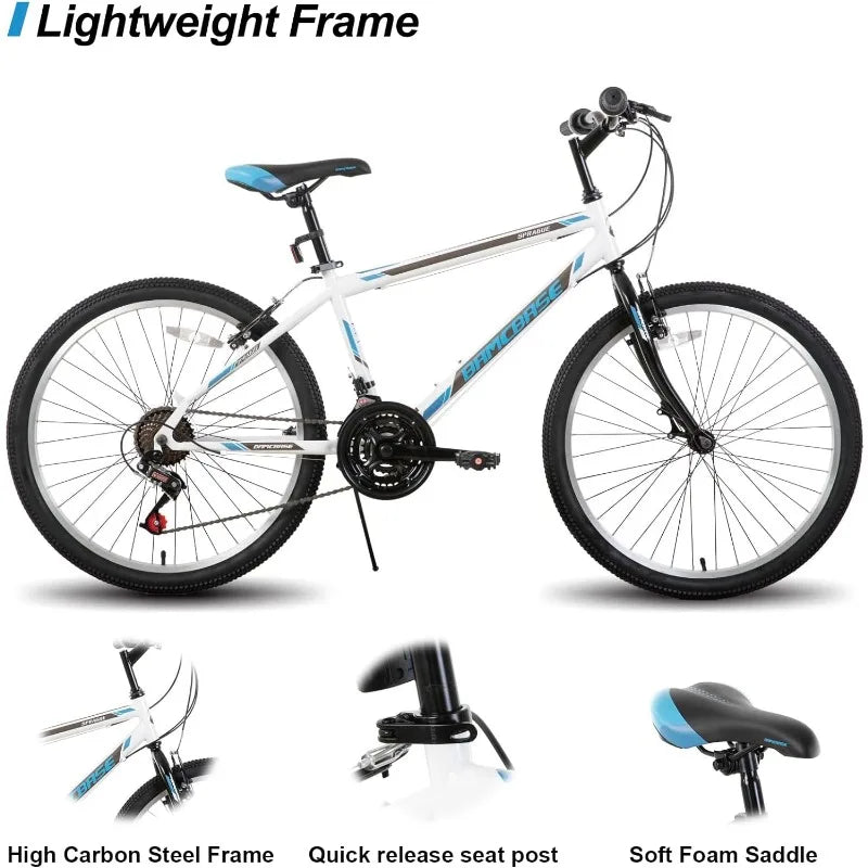 Hiland  26 inch Mountain Bike for Men Women, 21 Speeds High-Carbon Steel Frame, Sport Cycling MTB Bicycle for Adult