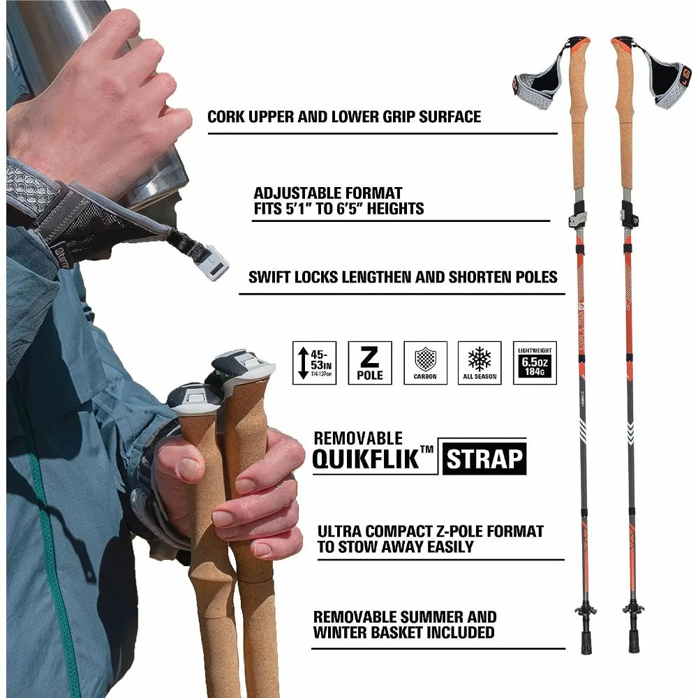 Terrain Alpha Vertex Carbon Trekking Poles, Walking and Hiking Sticks, Canyon Sunset，Foldable hiking poles