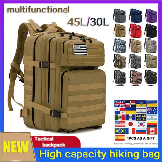 Multifunctional Backpack Waterproof Tactical Men 3P  Field Hiking Camping Bag 900D Bags 30L/45L