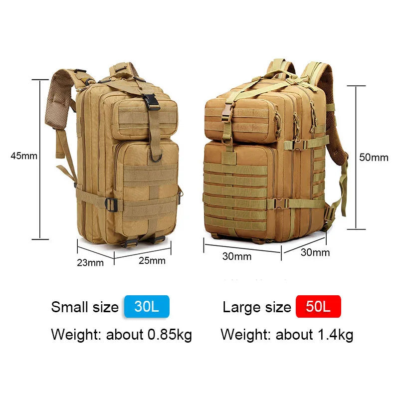 30L/50L Waterproof Rucksacks Army Outdoor Sports Military Tactical Backpack