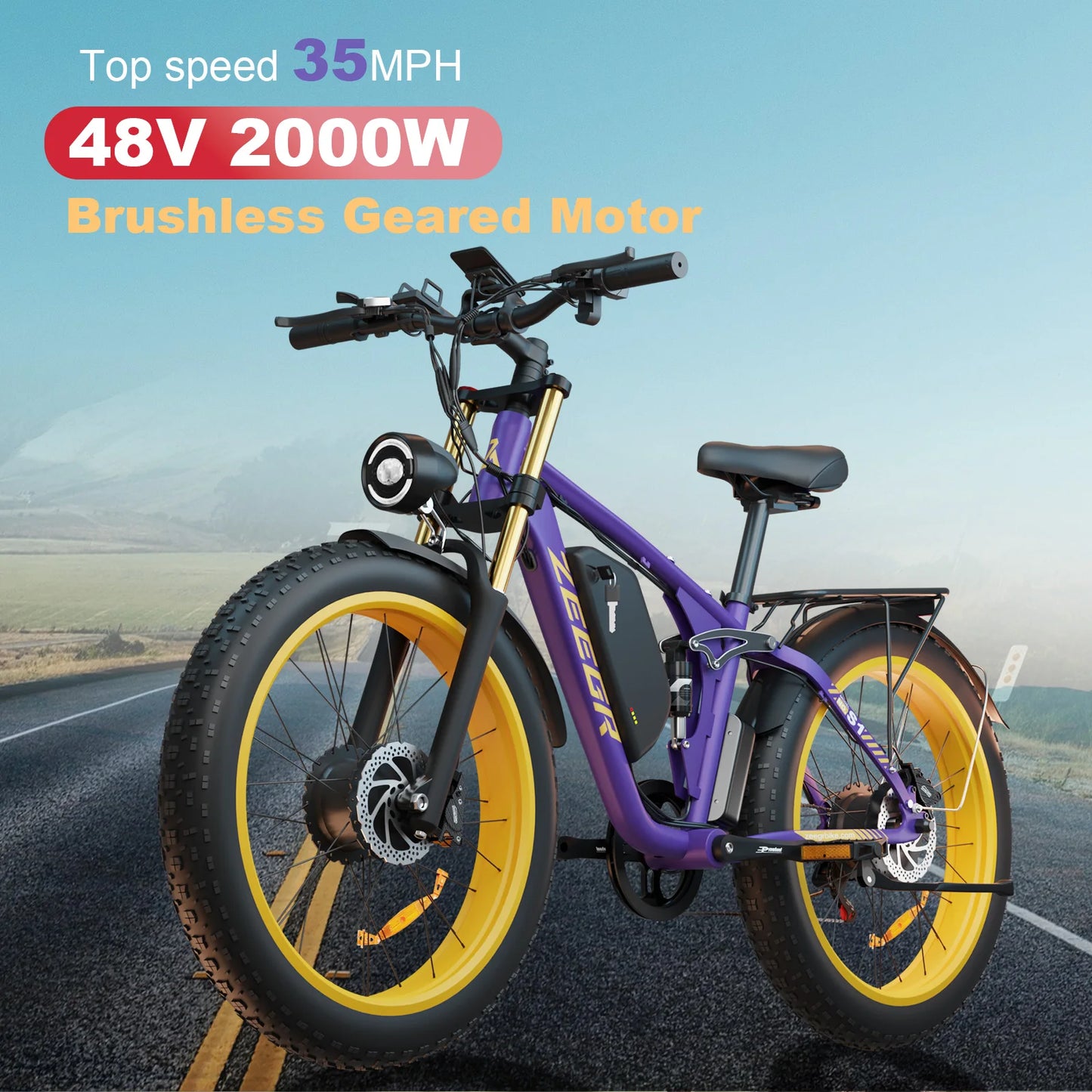 Zeegr S1 tire ebike 500w batteries 48v 2000w snow electric bike 7 speeds dual motor 2000w  mountain electric bicycle