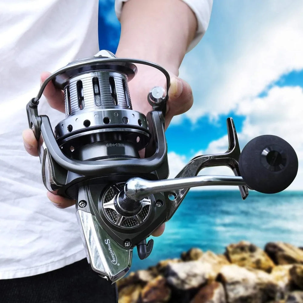 Spinning Reels 10000 Series Surf Fishing Reels, Powerful with CNC Aluminum Spool Fishing Reels