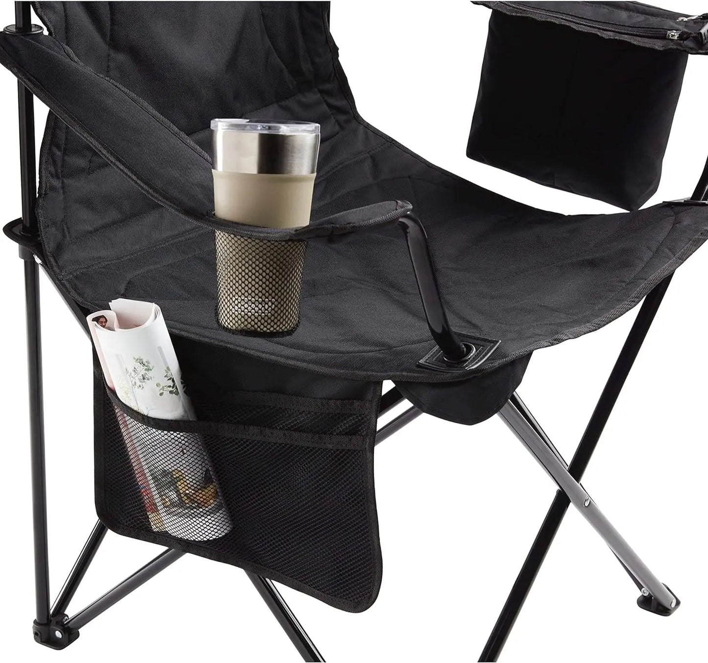 Coleman Portable Camping Chair with 4-Can Cooler, Fully Cushioned Seat and Back W/ Side Pocket and Cup Holder,Carry Bag Included