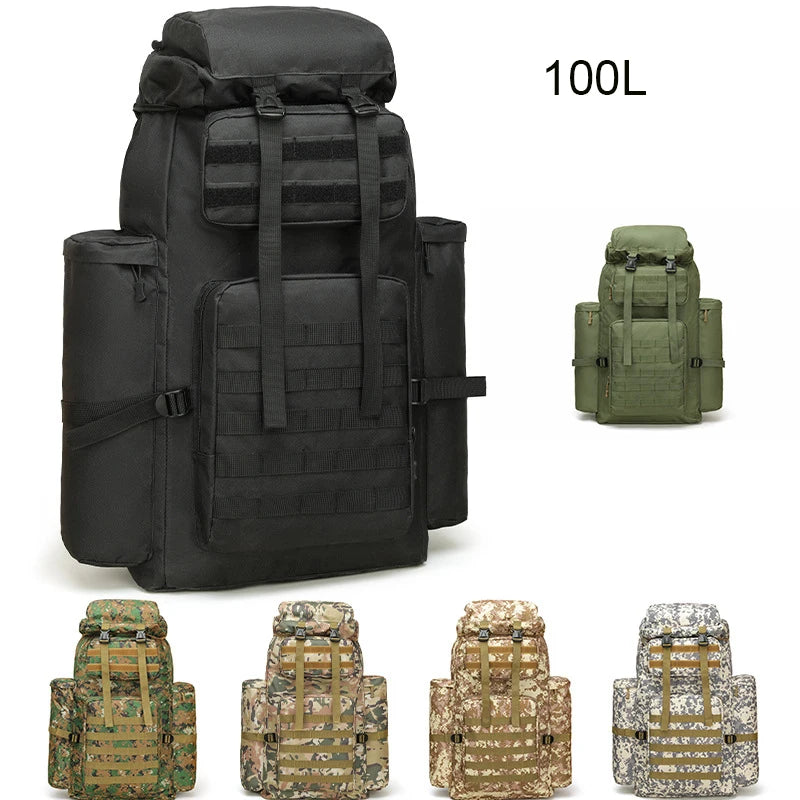 Oulylan 100L Camo Mountaineering Bag Tactical Function Multi functional Backpack Camping Hiking