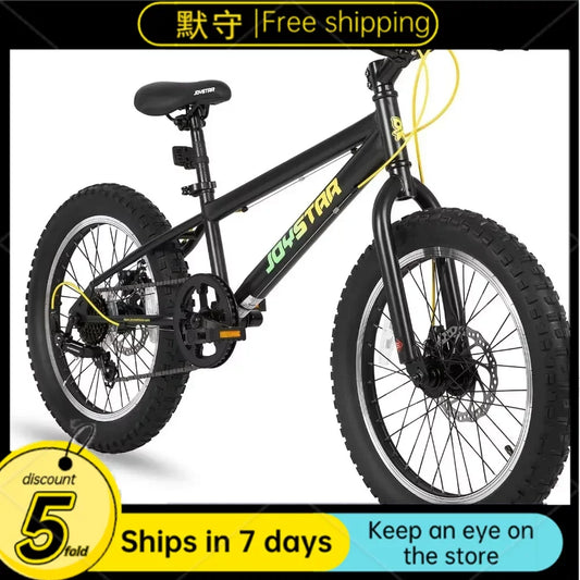 Mountain Bike 20 Inch Mountain Bike for Kids Ages 7-12 Year Old, 7 Speed Shimano Drivetrain, Fat Tire Bike