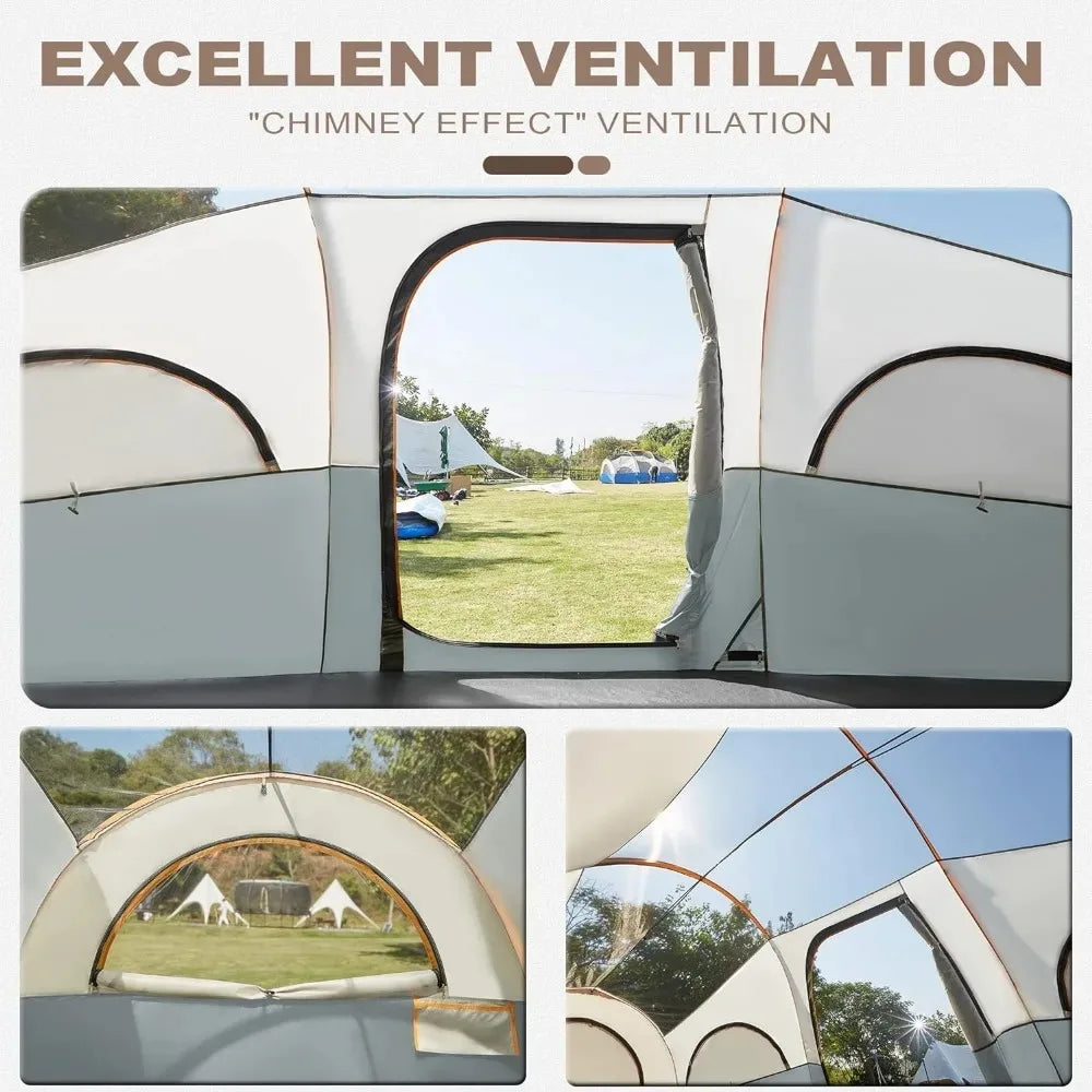 8 Person Tent for Camping, Divided Curtain Design for Privacy Space