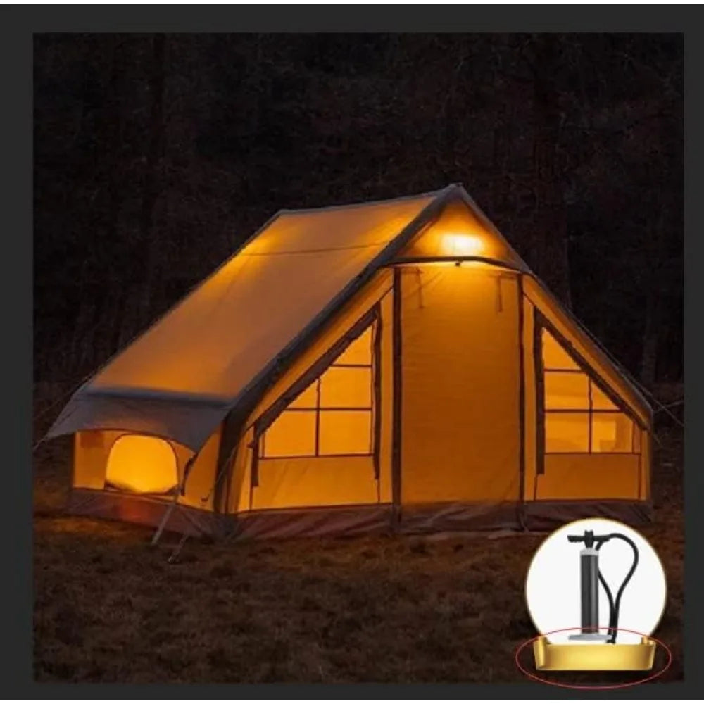 Inflatable Camping Tent with Pump,4 Season Waterproof Windproof Outdoor Tent, Luxury Cabin Tent